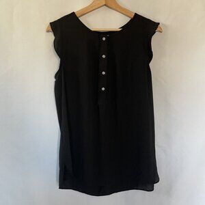Loft Black Sleeveless Blouse M summery decorative buttons elevated elegant